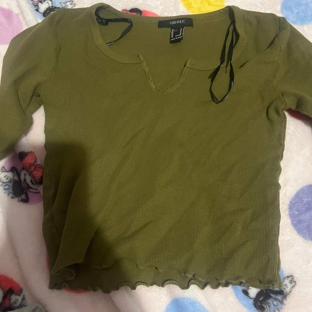 Forever 21 Khaki Ribbed Knit Top
